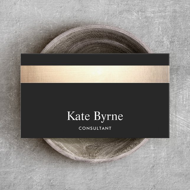 Elegant Modern Black Gold Striped Business Card (Creator Uploaded)