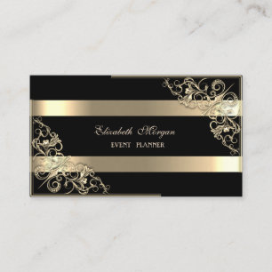 Elegant Modern,Black,Gold Striped,Frame Business Card