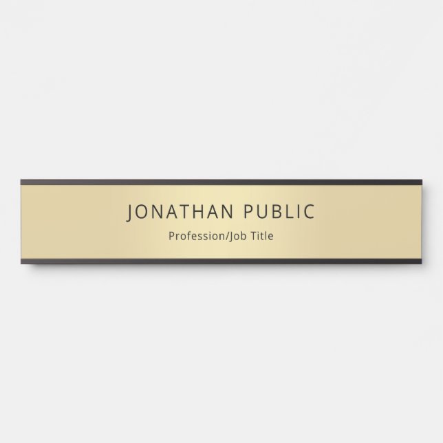 Elegant Modern Black Gold Template Professional Door Sign (Front)