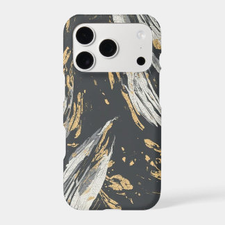 Elegant Modern Black, Gold & White Abstract Art iPhone 17 Pro Case