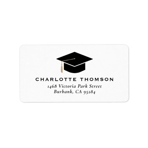 Elegant Modern Black Graduation Cap Gold Tassel Label