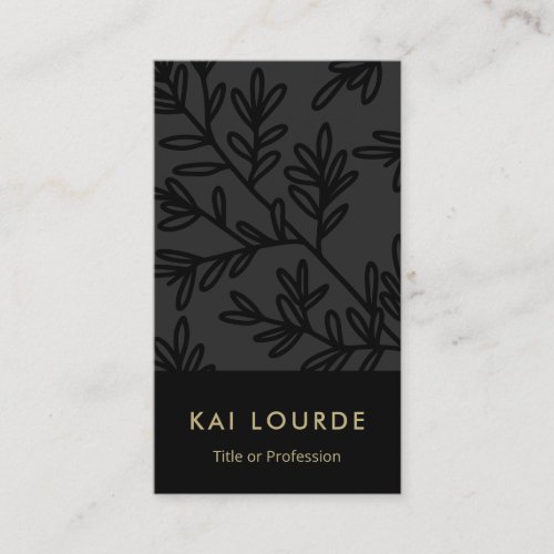 Elegant Modern Black Leaf Pattern  Business Card
