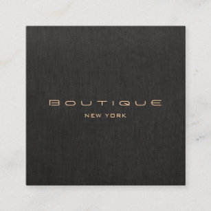 Elegant Modern Black Linen Professional Square Business Card