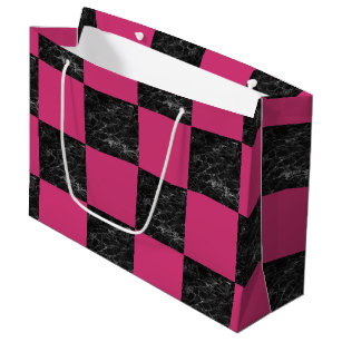 Black and Pink Checkered 1bt Purse Gift Bag - THE WINERY NYC