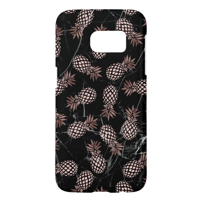 elegant modern black marble rose gold pineapple Case-Mate samsung galaxy case (Back)