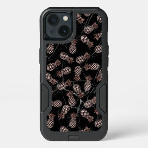elegant modern black marble rose gold pineapple iPhone 13 case