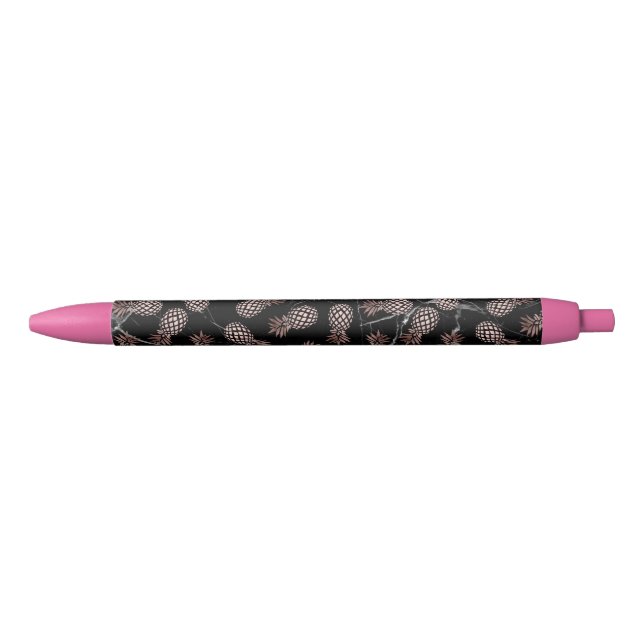 elegant modern black marble rose gold pineapple pen (Front)