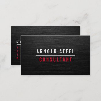 Elegant Modern Black Metal Professional Plain Business Card by busied at Zazzle