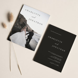 Elegant Modern Black Photo Classic Wedding Invitation