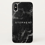 Elegant Modern Black Plain Marble iPhone X Case