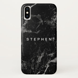 Elegant Modern Black Plain Marble iPhone X Case
