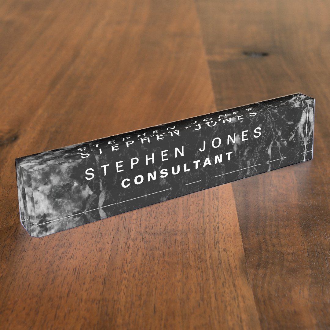 Elegant Modern Black Plain Marble Desk Name Plate Zazzle