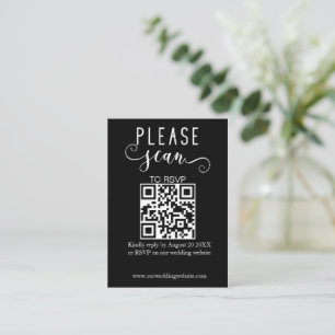 Elegant Modern Black QR Code RSVP Wedding Enclosure Card