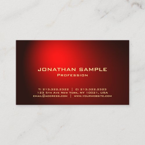 Elegant Modern Black Red Gold Simple Plain Trendy Business Card