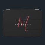 Elegant Modern Black Red Script Monogram iPad Mini Cover<br><div class="desc">Elegant Modern Black Red Script Monogram iPad Mini Cover.  An elegant red script monogram combined with a clean white san-serif font makes for a contemporary look.</div>
