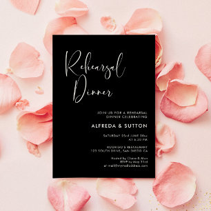 Elegant & Modern Black Rehearsal dinner Invitation