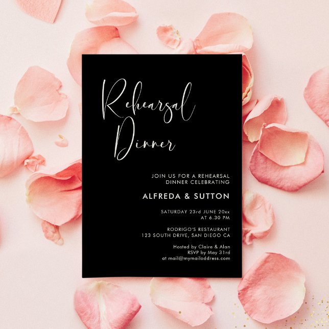 Elegant & Modern Black Rehearsal dinner Invitation (Creator Uploaded)