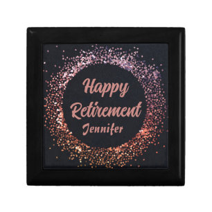 Elegant Modern Black Rose Gold Happy Retirement  Gift Box
