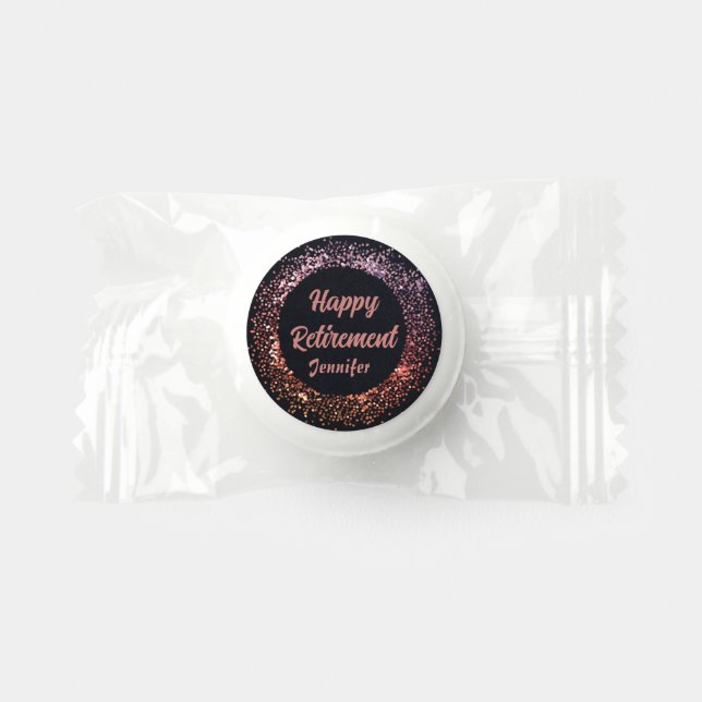 Elegant Modern Black Rose Gold Happy Retirement  Life Saver® Mints (Front)