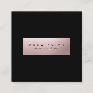 Elegant Modern Black Rose Gold Square Minimalist Square Business Card