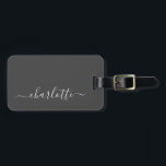 Elegant Modern Black Script Name Personalized Luggage Tag<br><div class="desc">Elegant Black and White Script Name Personalized Luggage Tag</div>
