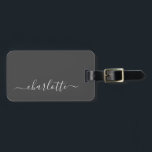 Elegant Modern Black Script Name Personalized Luggage Tag<br><div class="desc">Elegant Black and White Script Name Personalized Luggage Tag</div>