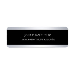 Elegant Modern Black Silver Chic Return Address Label