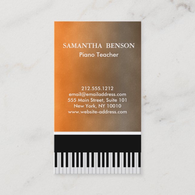 Elegant Modern Black Stripe Piano Teacher Business Card (Front)