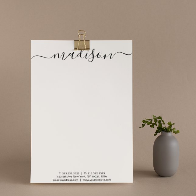 Elegant Modern Black Typography Monogram Mail Letterhead (Creator Uploaded)