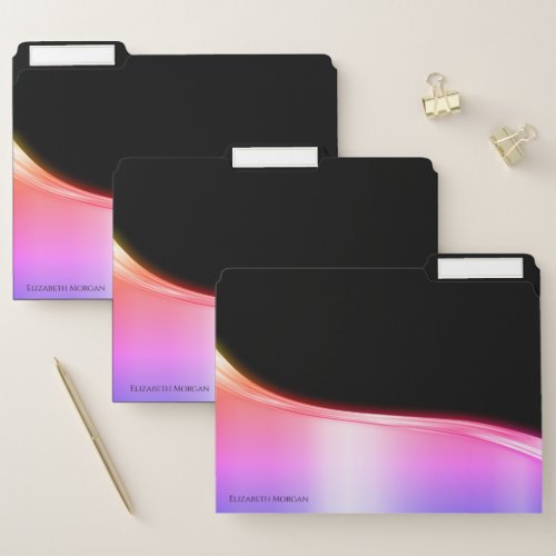 Elegant Modern Black Violet File Folder