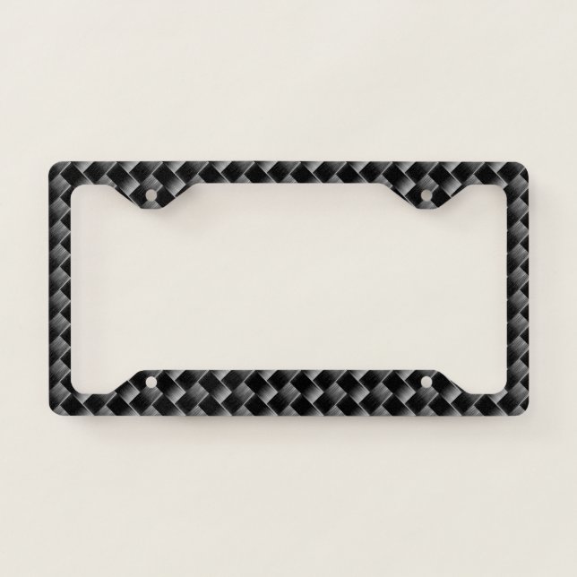 Elegant Modern Black Weave Pattern License Plate Frame (Front)
