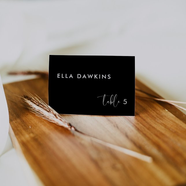 Elegant & Modern Black wedding guest place card (Creator Uploaded)