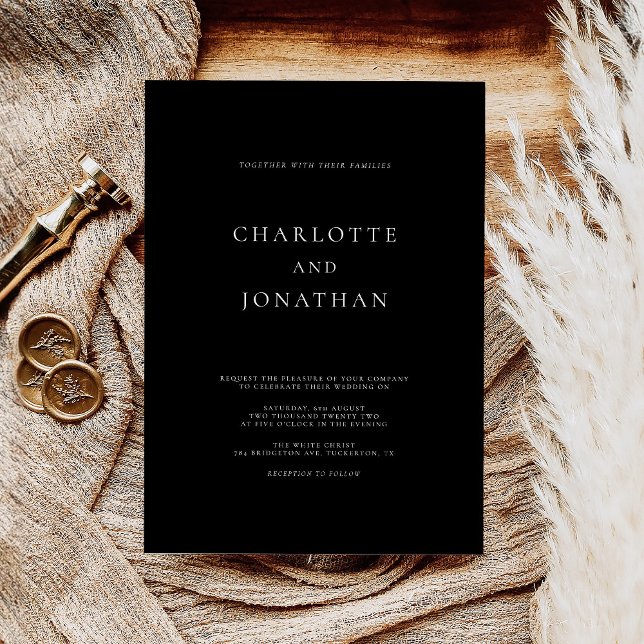 Elegant Modern Black Wedding Invitation (Creator Uploaded)