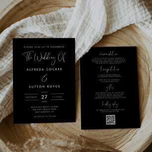 Elegant & Modern Black wedding Invitation