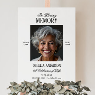 Elegant Modern Black & White 2-Photo Funeral Foam Board