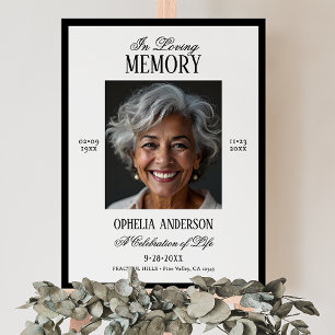 Elegant Modern Black & White 2-Photo Funeral Foam Board