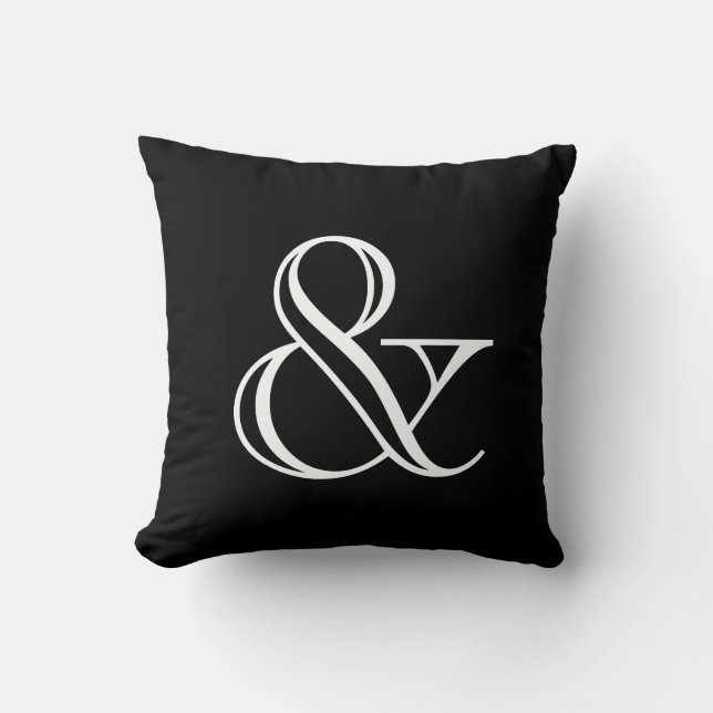 Elegant Modern Black White Ampersand Symbol Throw Pillow (Front)