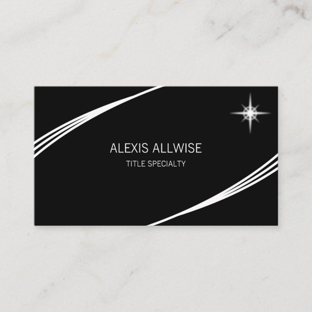 Elegant Modern Black & White Business Card (Front)