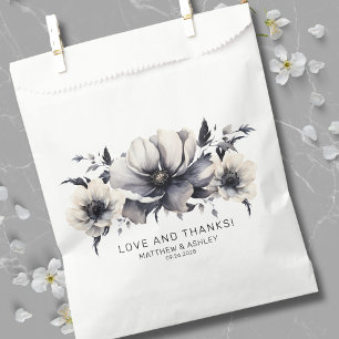 Elegant Modern Black White Floral Wedding Favor Bag