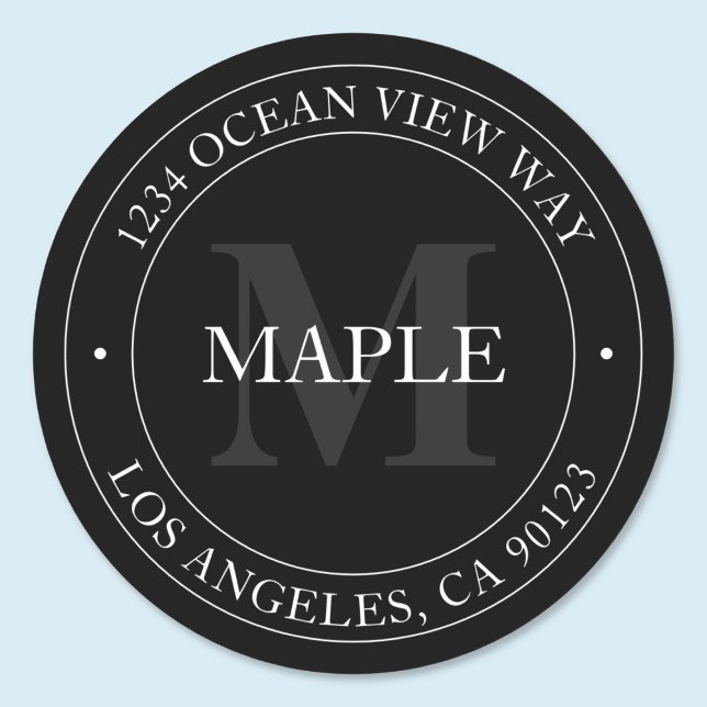 Elegant Modern Black White & Grey Classic Round Sticker (Creator Uploaded)