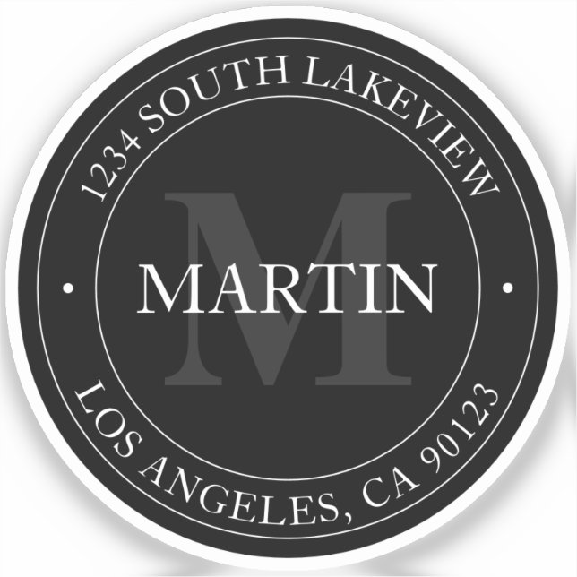 Elegant Modern Black White & Grey Sticker (Front)