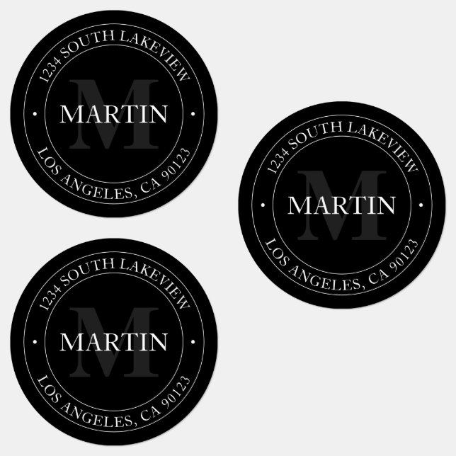 Elegant Modern Black White & Grey | Waterproof Labels (Group)