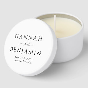 Elegant Modern Black & White Minimalist Wedding Mini Candle Favors