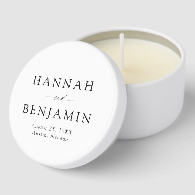 Elegant Modern Black & White Minimalist Wedding Mini Candle Favors (Corner)