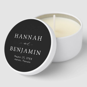 Elegant Modern Black & White Minimalist Wedding Mini Candle Favors