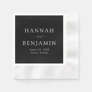 Elegant Modern Black & White Minimalist Wedding Napkins