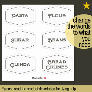 Elegant Modern Black White Pantry Food Jar Labels