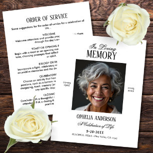 Elegant Modern Black & White Photo Funeral Program