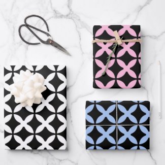 Elegant Modern Black White Pink Blue Geometric Art