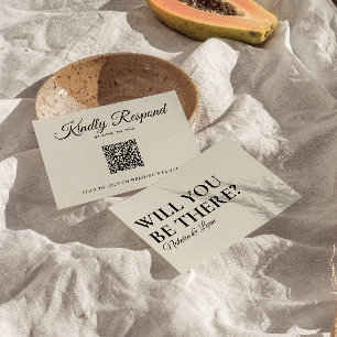 Elegant Modern Black & White Retro QR Code Wedding RSVP Card